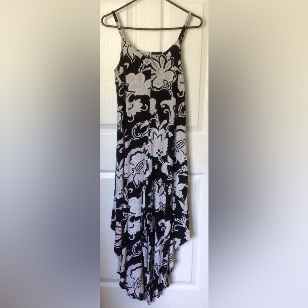 Black & White Floral Wide Leg Jumpsuit